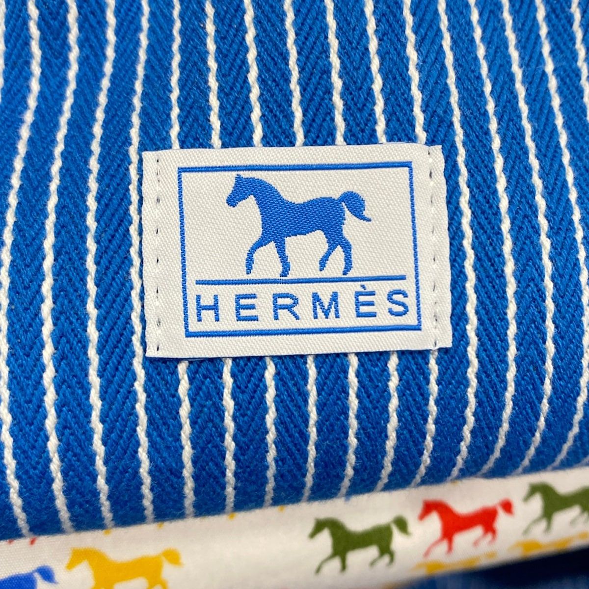 Hermes Tote Light Blue White Red Mother's Stripe Baby Line — view 9