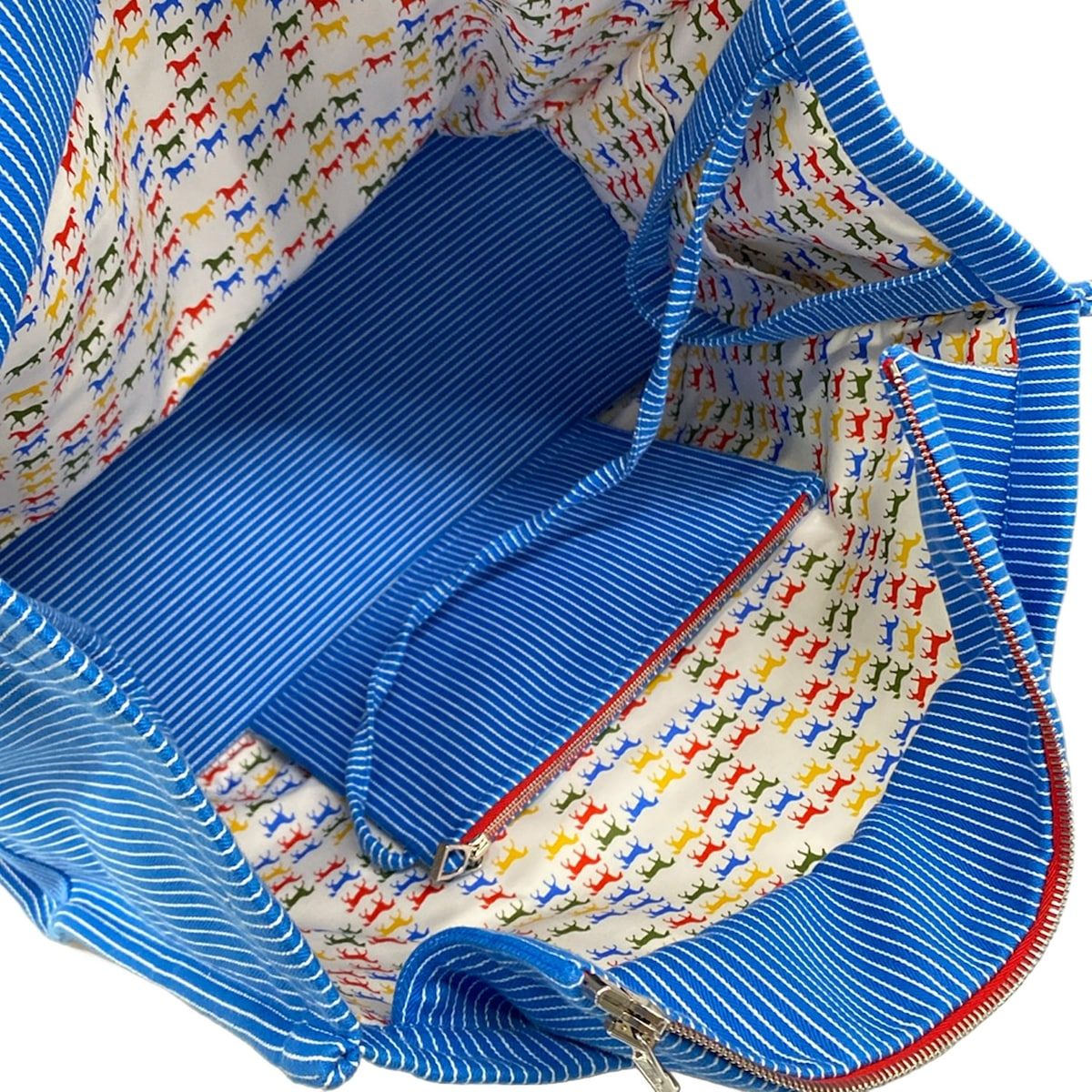 Hermes Tote Light Blue White Red Mother's Stripe Baby Line — view 7