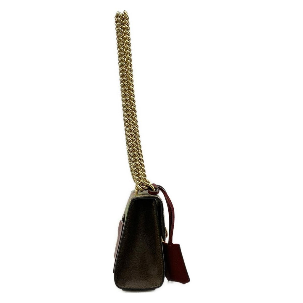 Gucci Shoulder Bag Padlock Small Tian Beige Ebony Multi Chain Leather — view 2