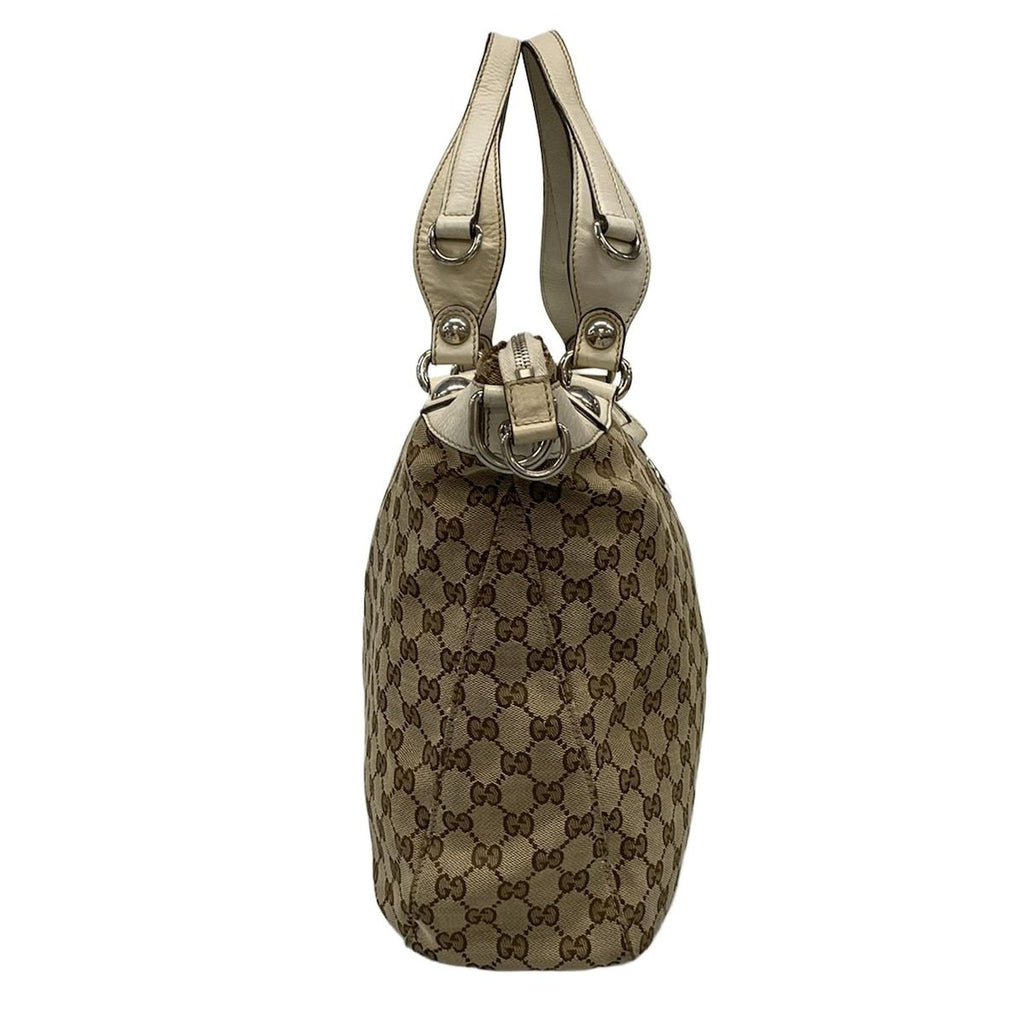 Gucci Handbag Icon Bit GG Pattern Beige Ivory Leather — view 2