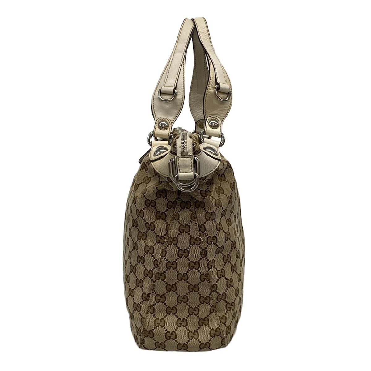 Gucci Handbag Icon Bit GG Pattern Beige Ivory Leather — view 4