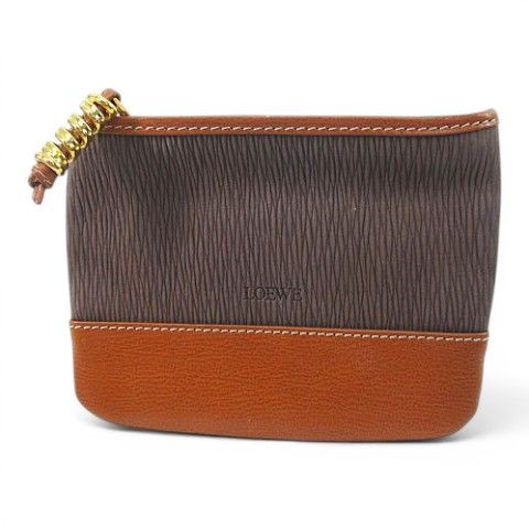 Loewe Velazquez Pouch Brown Leather Gold