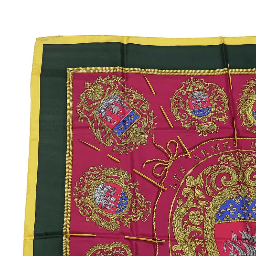 Hermes Carre 90 Scarf Paris Coat of Arms Silk 100% Multicolor Yellow — view 3