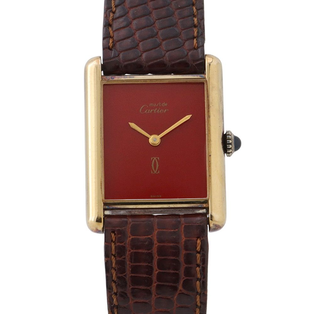 Cartier Must Tank SM Watch Red Dial Vintage
