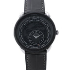 Hermes Also le Tan Voyageur Dual Time Extra Large Watch Black Dial