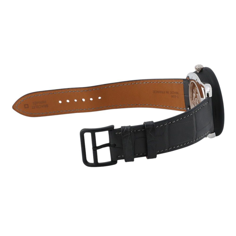 Hermes Also le Tan Voyageur Dual Time Extra Large Watch Black Dial — view 2
