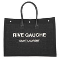 Saint Laurent Paris Tote Rive Gauche Large Raffia Canvas Black