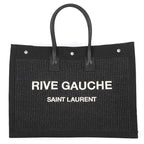 Saint Laurent Paris Tote Rive Gauche Large Raffia Canvas Black
