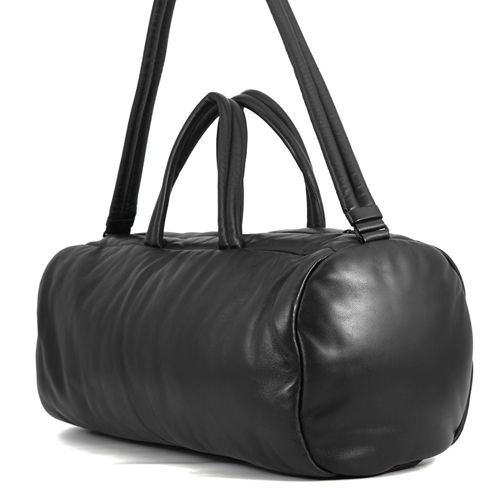 Saint Laurent Paris Boston Bag Wide Logo Puffer Leather 2-Way Shoulder Black — view 2