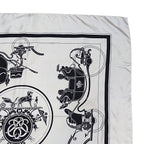 Hermes Carre 90 Carriage Pattern Exlibris Vintage Silk Scarf White Black — view 4