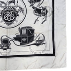 Hermes Carre 90 Carriage Pattern Exlibris Vintage Silk Scarf White Black — view 3