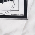 Hermes Carre 90 Carriage Pattern Exlibris Vintage Silk Scarf White Black — view 6