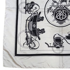 Hermes Carre 90 Carriage Pattern Exlibris Vintage Silk Scarf White Black — view 2
