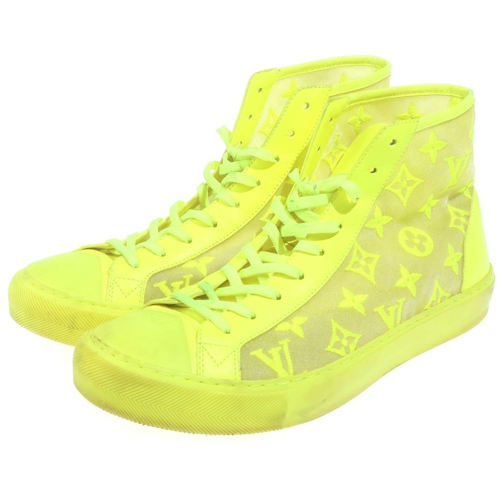 Louis Vuitton Tattoo Line Sneakers Mesh Monogram High Cut Yellow — view 2