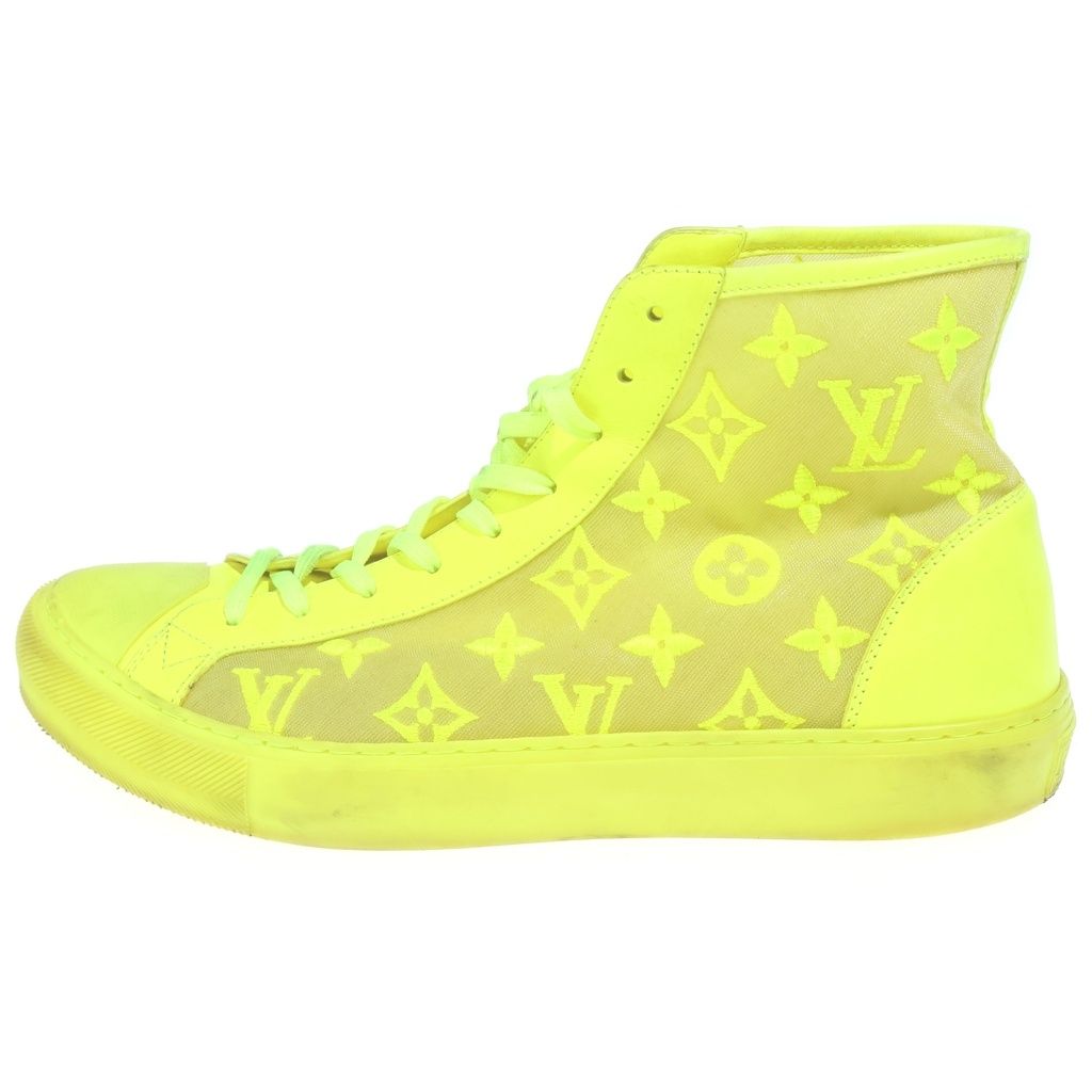 Louis Vuitton Tattoo Line Sneakers Mesh Monogram High Cut Yellow