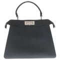 Fendi Peekaboo Icy Leather 2-Way Bag Silver Gray