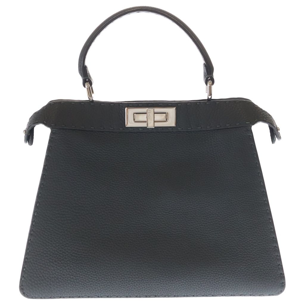 Fendi Peekaboo Icy Leather 2-Way Bag Silver Gray