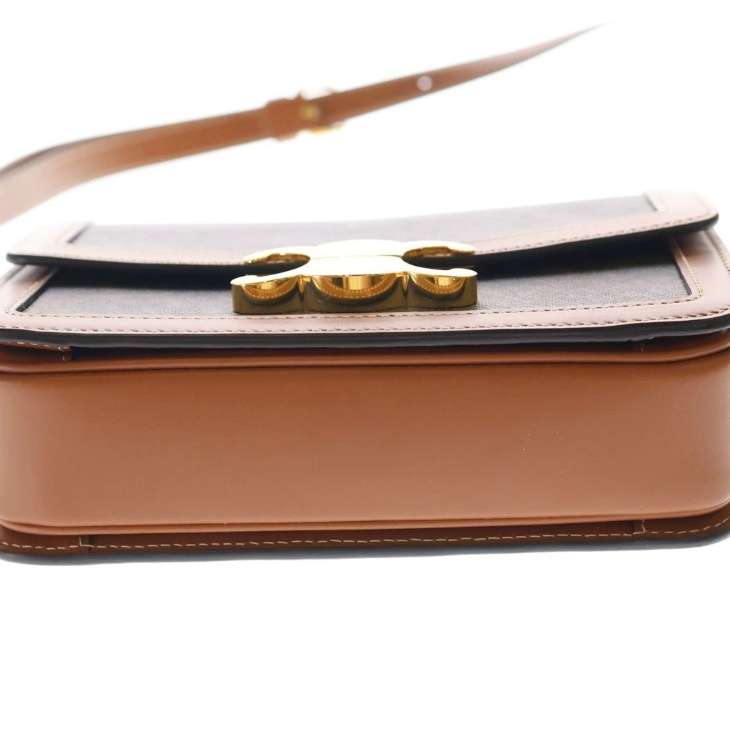 Celine Triomphe Teen Leather Gold Shoulder Back Brown — view 4