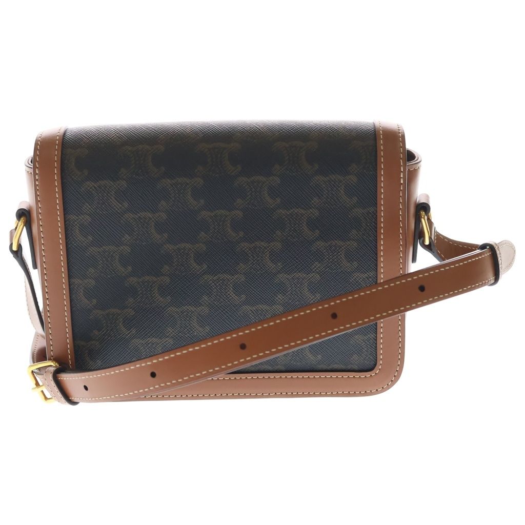Celine Triomphe Teen Leather Gold Shoulder Back Brown — view 2