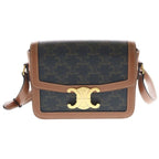 Celine Triomphe Teen Leather Gold Shoulder Back Brown