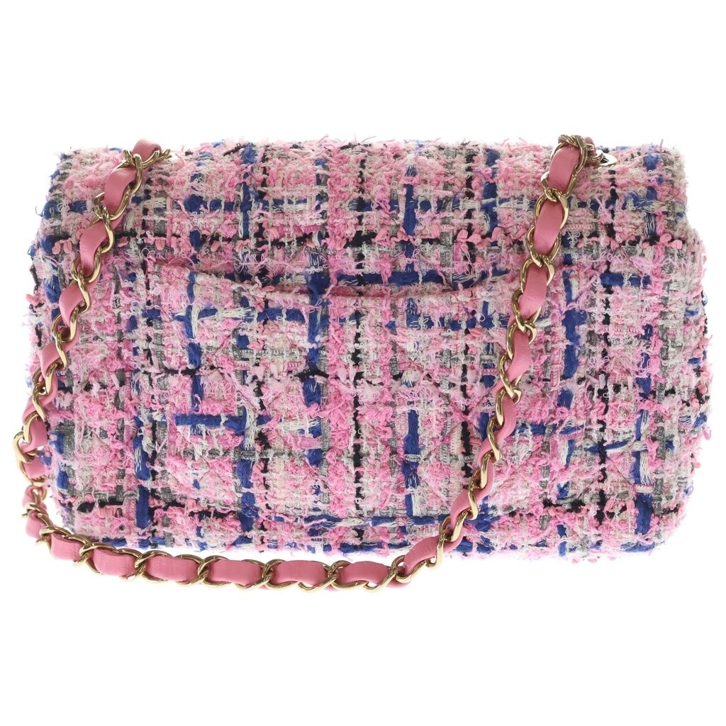 Chanel Mini Quilted 20 Single Flap Chain Shoulder Bag Pink Tweed — view 2