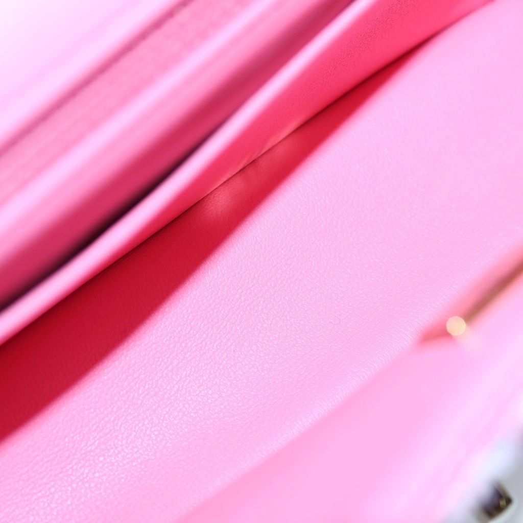 Chanel Mini Quilted 20 Single Flap Chain Shoulder Bag Pink Tweed — view 7