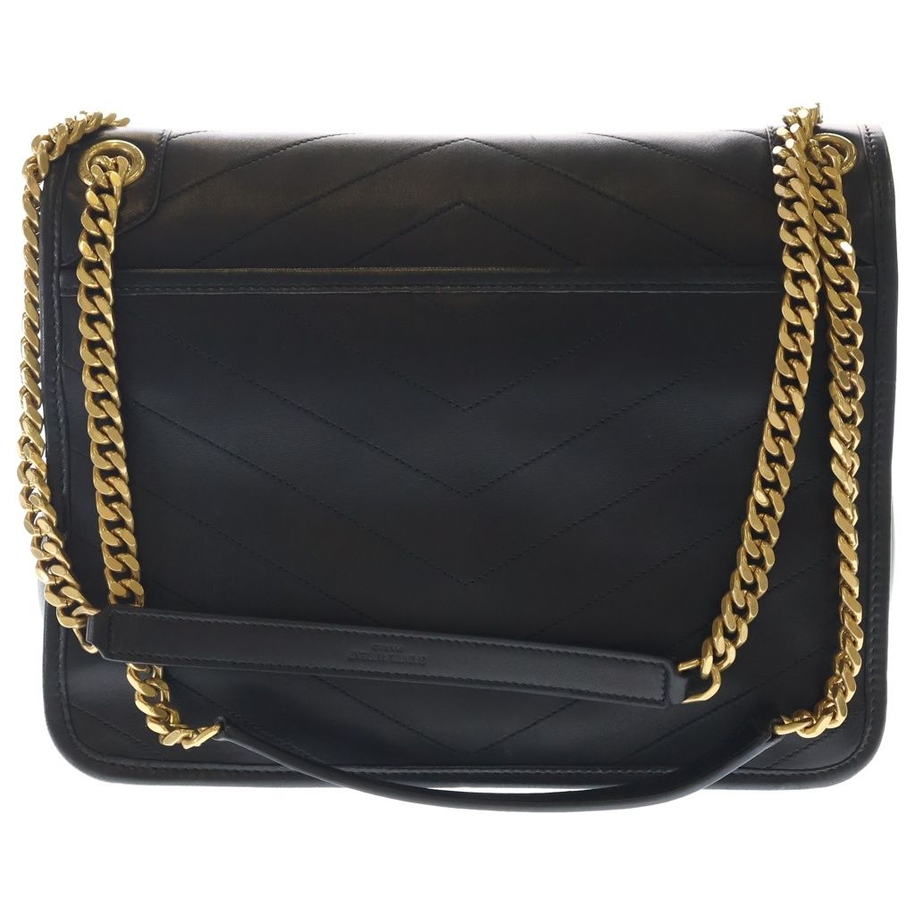 Saint Laurent Paris Niki Cassandra Logo Leather Chain Shoulder Bag Gold Black — view 2