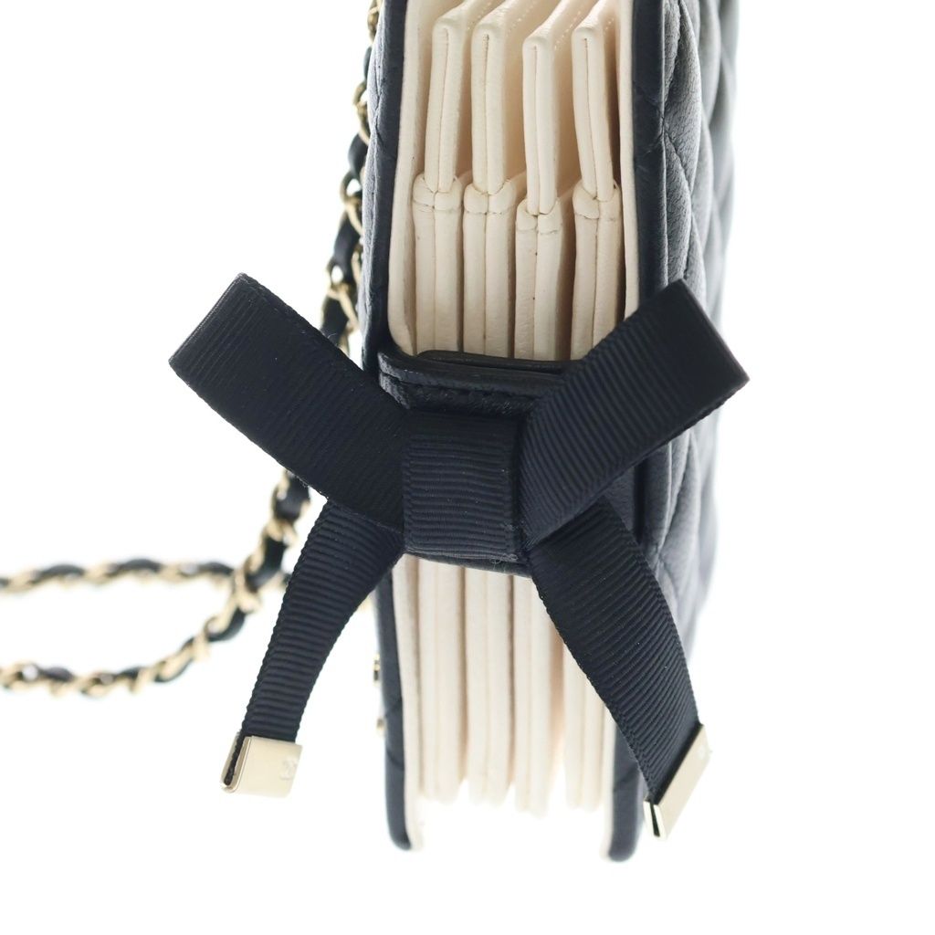 Chanel Book Card Case Mini Bag Chain Black Lambskin Gold — view 6