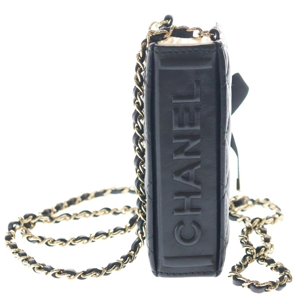 Chanel Book Card Case Mini Bag Chain Black Lambskin Gold — view 3