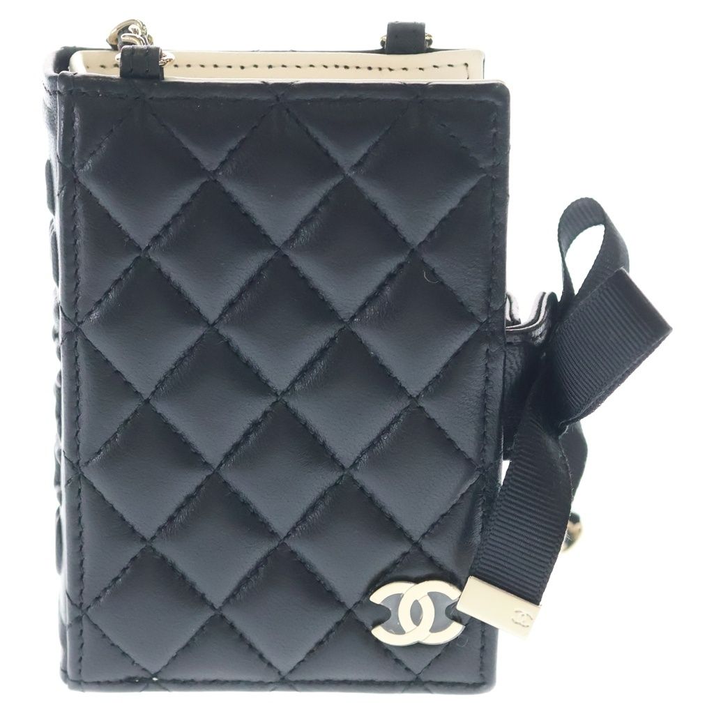 Chanel Book Card Case Mini Bag Chain Black Lambskin Gold