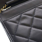 Chanel Quilted Chain Wallet Shoulder Bag Navy Lambskin Gold — view 6