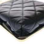Chanel Quilted Chain Clutch Mini Shoulder Bag Black Lambskin Gold — view 5