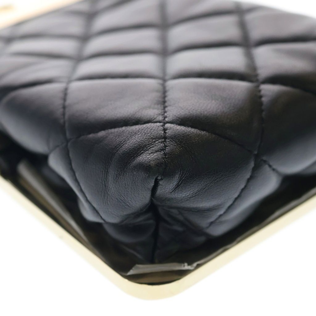 Chanel Quilted Chain Clutch Mini Shoulder Bag Black Lambskin Gold — view 5