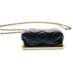 Chanel Quilted Chain Clutch Mini Shoulder Bag Black Lambskin Gold — view 4