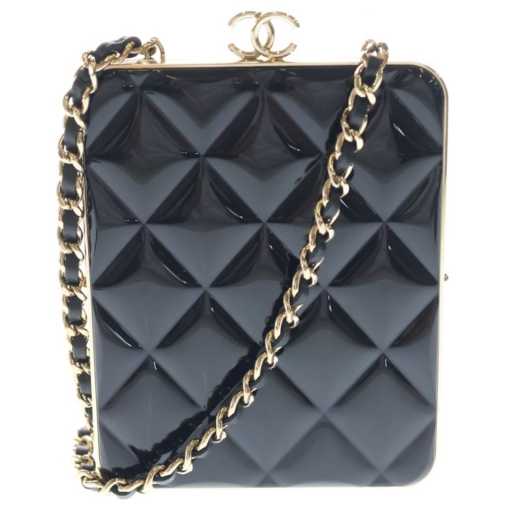 Chanel Quilted Chain Clutch Mini Shoulder Bag Black Lambskin Gold — view 2