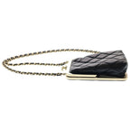 Chanel Quilted Chain Clutch Mini Shoulder Bag Black Lambskin Gold — view 3