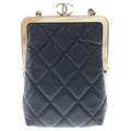 Chanel Quilted Chain Clutch Mini Shoulder Bag Black Lambskin Gold