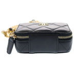 Chanel Quilted Pearl Chain Shoulder Wallet Black Lambskin Gold — view 4