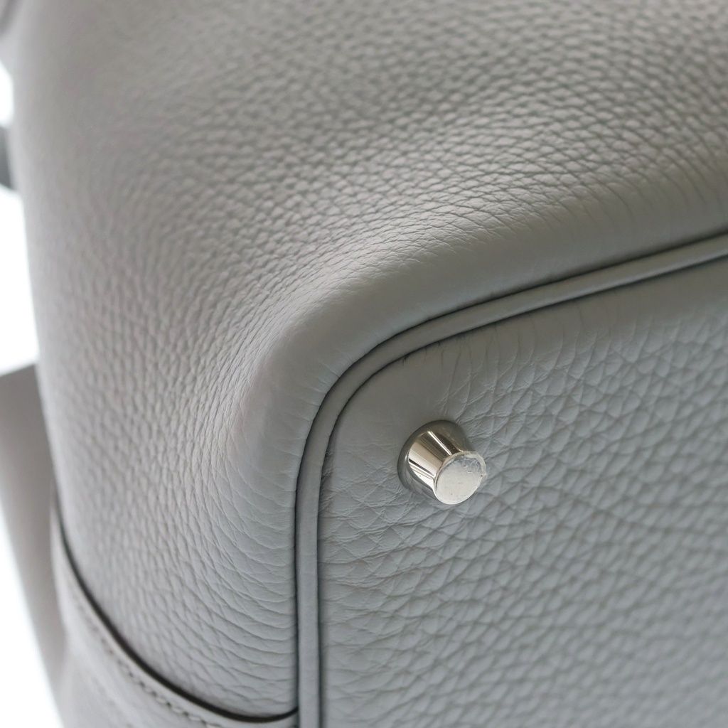 Hermes Picotin Lock PM Taurillon Clemence Silver Handbag Gris Perle Gray — view 5