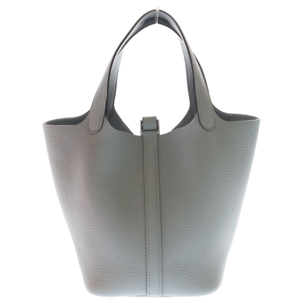 Hermes Picotin Lock PM Taurillon Clemence Silver Handbag Gris Perle Gray — view 2