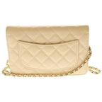 Chanel Quilted CC Logo Caviar Leather Gold Chain Wallet Shoulder Bag Plate Beige — view 2