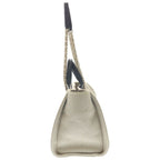 Chanel Deauville MM Canvas Leather Gold 2-Way Handbag Chain Tote Beige Black — view 3