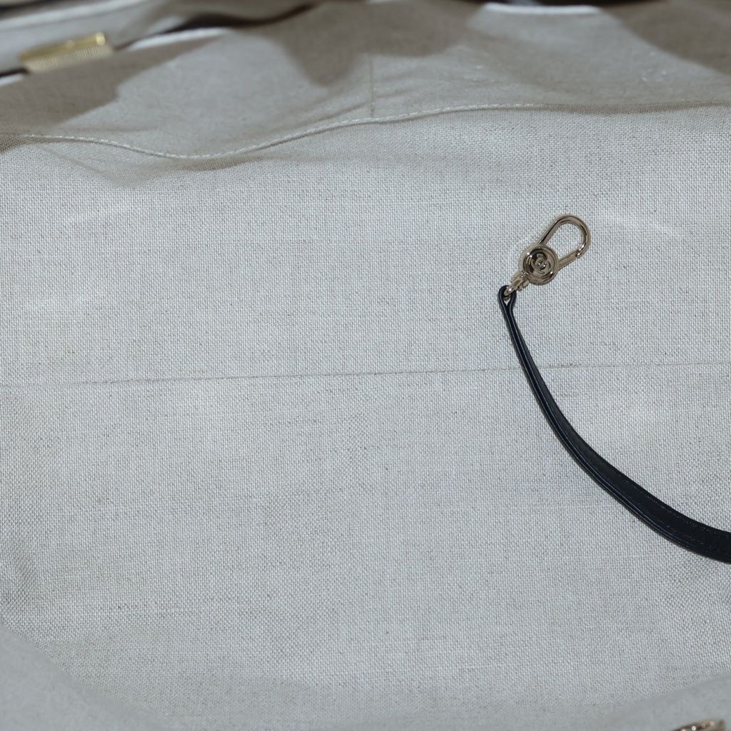 Chanel Deauville MM Canvas Leather Gold 2-Way Handbag Chain Tote Beige Black — view 7