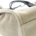 Chanel Deauville MM Canvas Leather Gold 2-Way Handbag Chain Tote Beige Black — view 5