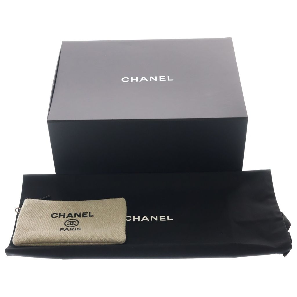 Chanel Deauville MM Canvas Leather Gold 2-Way Handbag Chain Tote Beige Black — view 8