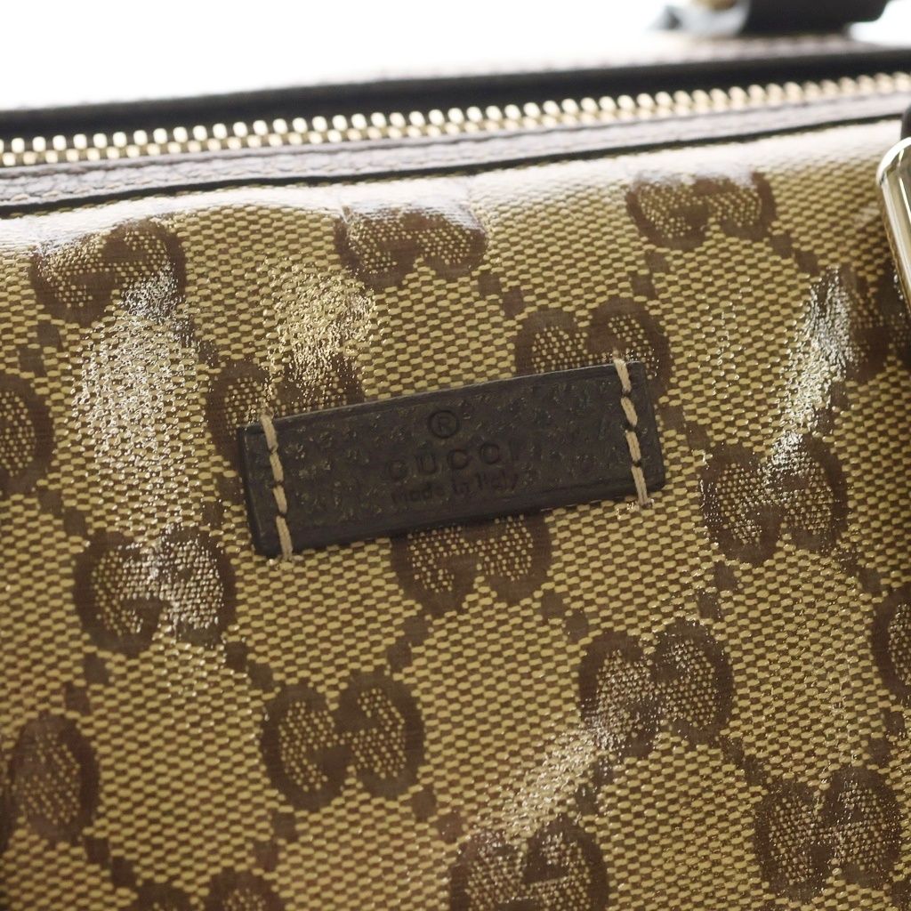 Gucci Boston Bag Brown Beige Leather Gold — view 6