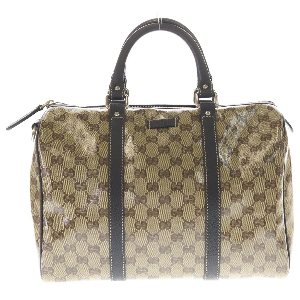 Gucci Boston Bag Brown Beige Leather Gold