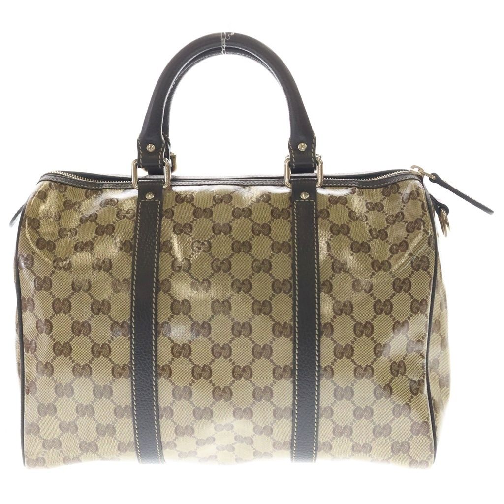 Gucci Boston Bag Brown Beige Leather Gold — view 2