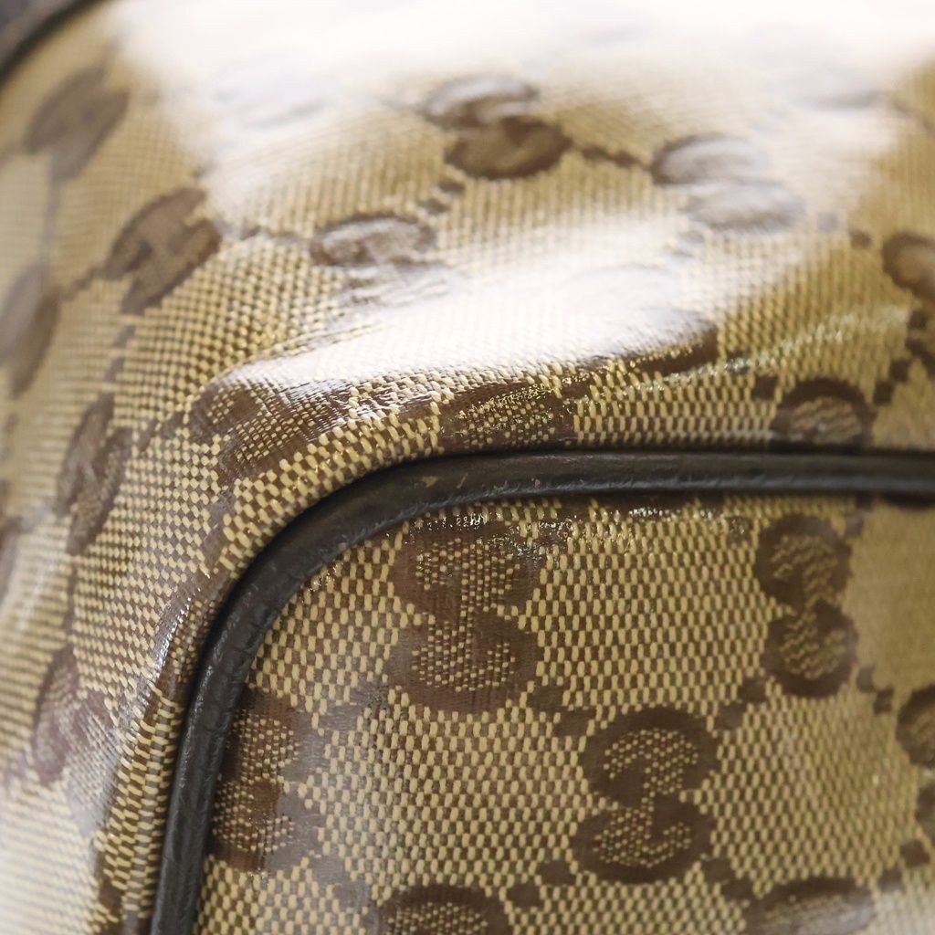 Gucci Boston Bag Brown Beige Leather Gold — view 7