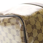 Gucci Boston Bag Brown Beige Leather Gold — view 5